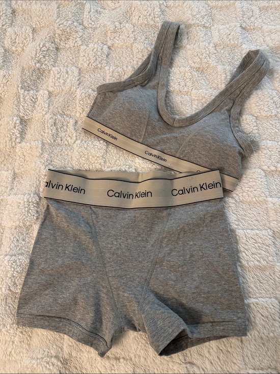 Calvin Klein Other - Calvin Klein Heather Grey Cotton Bralette (S) & Boxer Shorts (XS) Set